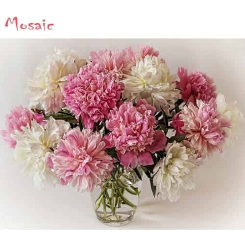 5d Diy Full Diamond Mosaic Still Life Cross Stitch flowers Vase Pink Peony DIY Diamond Painting full diamond Embroidery crafts