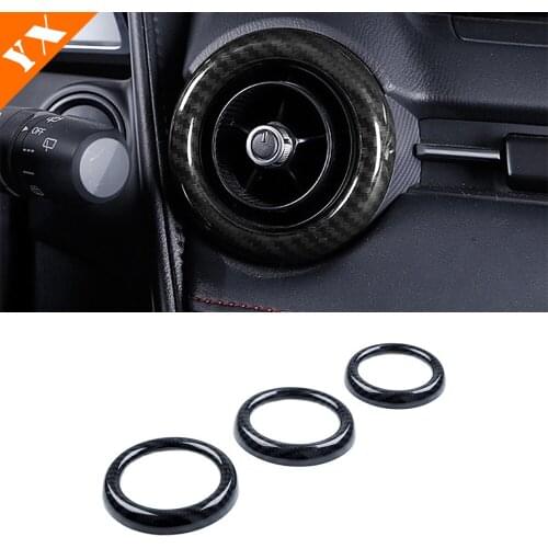 For Mazda MX-5 MX5 2016-2020 accessories Carbon/Red Car interior console Air Conditioner Outlet AC Vent decor sticker Cover Trim