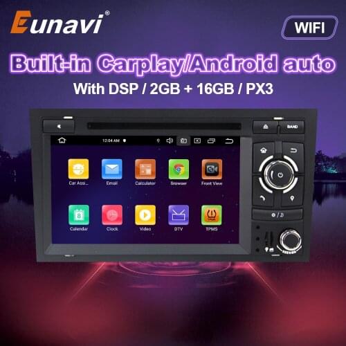 Eunavi 2 Din Autoradio Car Multimedia Player For Audi A4 B6 B7 Seat Exeo S4 B7 B6 RS4 B7 GPS Navigation DVD head unit Car Stereo