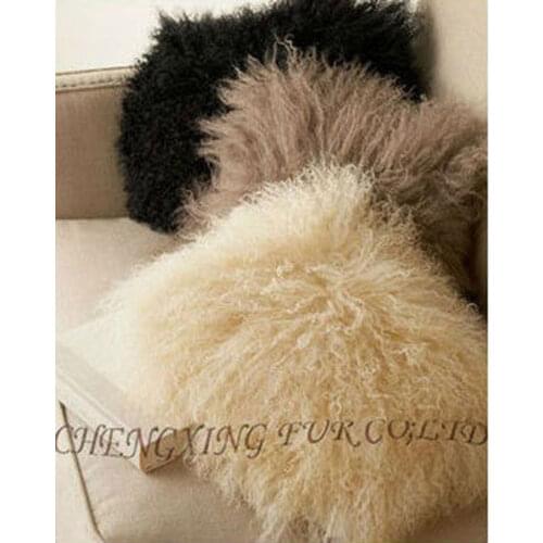 Free Shipping CX-D-62 Custom Made Mongolia Lamb Fur Cushion Cover