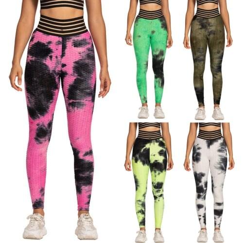 Seamless Leggings Running Pant Womens Tie-dye Breathable Hip Lifting Exercise Bubble Yoga Pants Fitness Sports Gymwear штаны