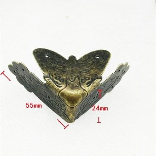 Bronze Tone Furniture Corners,Triangle Corner,Anceient Vintage Flower Wine Gift Box Cover Butterfly Protector Decor 4pcs