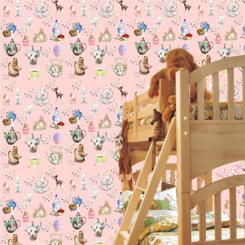 Beibehang custom papel de parede Cartoon bunny kitten pink princess wallpapers for living room stickers wall papers home decor