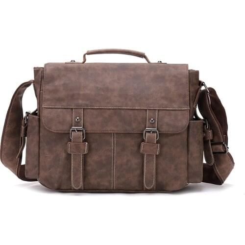 Man Business Briefcase Bag PU Leather Boys Men Office Shoulder Bags For A4 File Causall Male Messenger Bag Crossbody Daypack