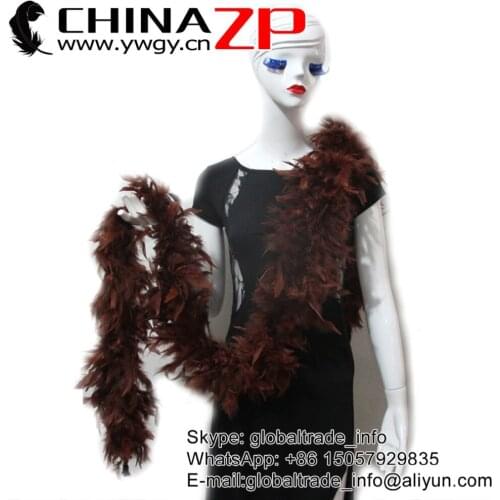 CHINAZP Factory 2yards/lot Exporting Good Quality Dyed Brown 80G Turkey Chandelle Feathers Boas and Scarfs