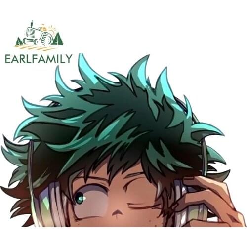 EARLFAMILY 13cm x 6cm for My Hero Academia Deku Peeker Anime Car Stickers Window JDM VAN Car Accessoires Peeker Decals