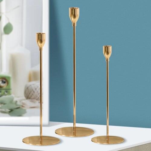 3 Pcs/ Set European Metal Candle Holder Simple Golden Wedding Decoration Bar Party Living Room Decoration Home Decoration