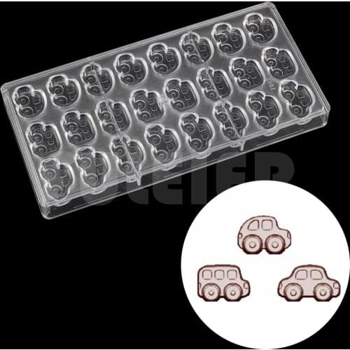 Baking Pastry Tools Three Cars Shape Polycarbonate Chocolate Mold Candy Confectionery Tools For Cake Decorating