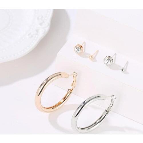 Dainty Hoops Jewelry Earrings Circle Ear Set Of 3 Earrings For Women Minimalist Crystal Earrings Female Hip Hop Hoop Oorbellen