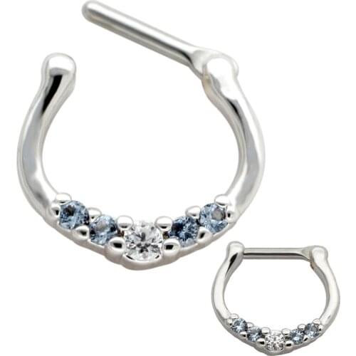 JHJT 16G Nose Hoop 316L Surgical Stainless Steel Cubic Zirconia Half Round Nose Piercing