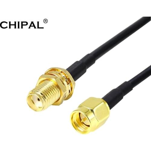 CHIPAL 1M 1.5M 3M RG174 SMA Male to Female Extension Cable Copper Feeder Wire for Coaxial Wi-Fi WiFi Network Card Router Antenna