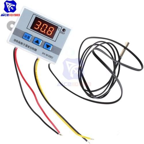 AC 220V/DC 12V/24V 10A XH-W3002 Digital LED Temperature Controller for Arduino Cool/Heat Switch Thermostat with NTC Probe Sensor