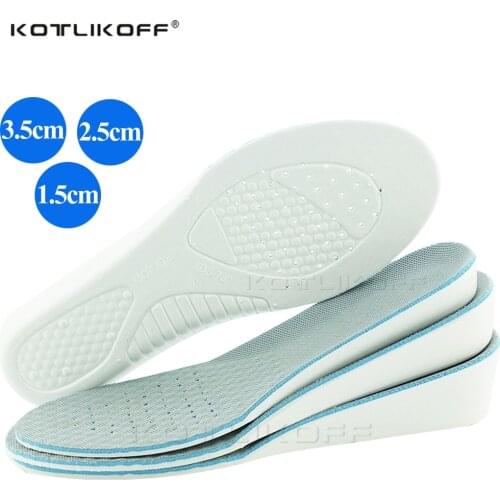 KOTLIKOFF Men Women Increase Height High Full Insoles Memory Foam 1.5/2.5/3.5 cm up Invisiable Shoe Cushion Pad Shock Absorption