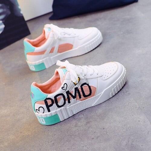 Womens Spring Fashion White Pink Flat Shoes Fashion Outdoor Womens Casual Sneakers Printing Designers Shoes Women Zapatos Mujer