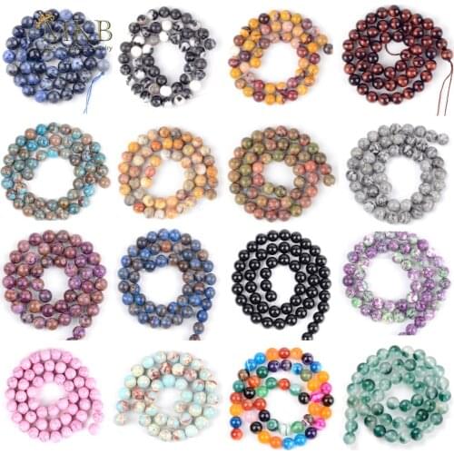 Wholesale Natural Round Beads Black Crazy Agates Labradorite Turquoises Sodalite Stone Beads For Jewelry Making Free Shipping