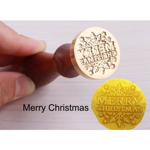 Hot Sale Merry Christmas Pattern Wood Metal Classic Wax Seal Stamp For Scrapbooking Notebook letter DIY Craft For Christmas