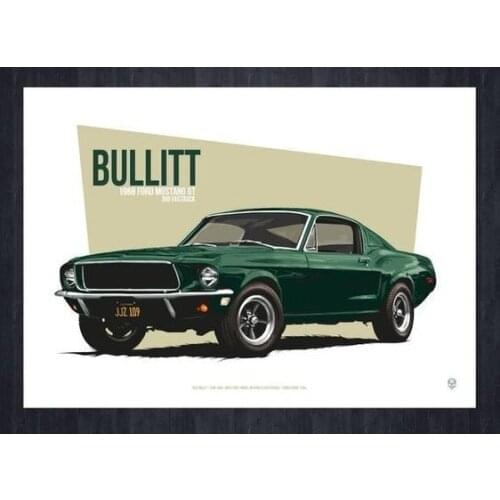 Retro Signs Ford Mustang GT Bullitt (1968) Metal Tin Sign Art Poster Plaque Garage Home Wall Decor