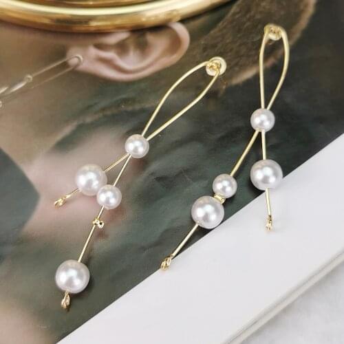 Trendy Long Stud Earrings For Women Statement Unique Imitation Pearl Earrings Fashion Jewelry UKMOC