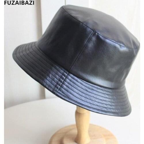 FUZAIBAZI 2021New Spring Fashion Fishermans Hat Mens Womens Casual Travel Pu Leather Couple Hat Banama Sombrero Winter Hats