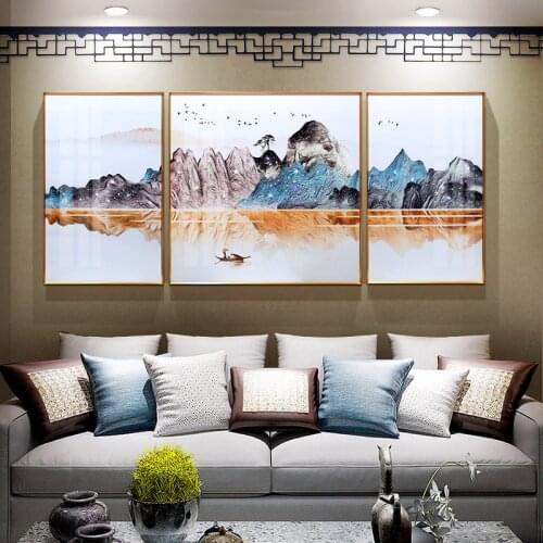 Dropship Landscape Scenery Painting Metal Frame Wall Decoration Painting Living Room Study Sofa Background Wall
