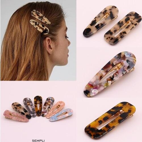 Sempli 40 Colors Acrylic Hollow Waterdrop Rectangle Hair Clips Tin Foil Sequins Hairpins Barrettes Women Girls Hair Accessories