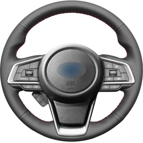 Hand-stitched Black Artificial Leather Car Steering Wheel Cover for Subaru Forester Ascent 2019 Crosstrek Legacy 2018-2020