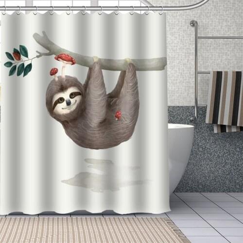 Sloth Art Cartoon Shower Curtains Waterproof Fabric Cloth Bathroom Decoration Supply Washable Bath Room Curtain Douche With Hook