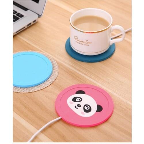 Cute Cartoon Warmer Cup Pad Hot Drinks Beverage Cup Mat Silicone Heater for Milk Tea Coffee Mug USB heating soft coaster PAK88