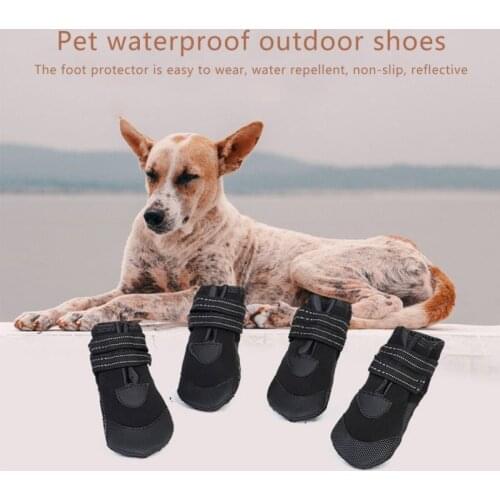 4pcs/set Pet Dog Shoes Waterproof Anti-Slip Rain Boots Warm Snow Footwear for Husky Teddy York Teddy Pet Sports Supplies