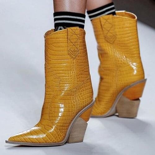 Vinapobo Brand women boots pointed toe wedges High heel shoes autumn winter boots short ladies Western mid-calf boots for women