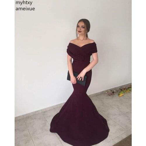 Elegant Off The Mermaid Prom Dress V Neck Simple Long Womens Formal Evening Dress Plus Size Red Prom Dresses 2020 Plus Size Prom