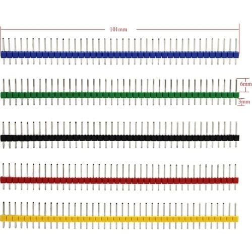 10 Pcs 40 Pin 2.54mm Single Row Male Pin Header Strip For Arduino Colorful 2.54mm