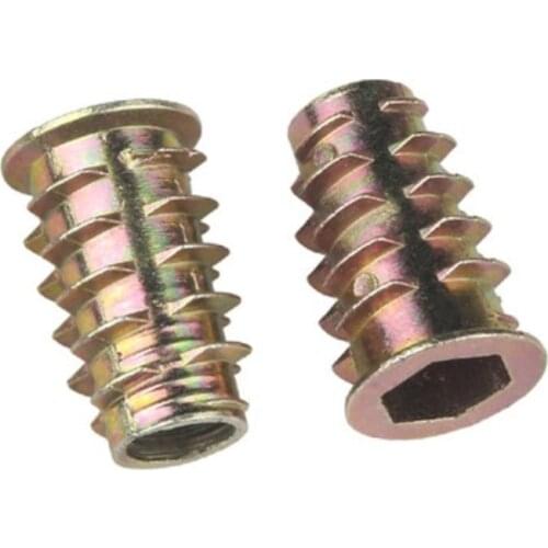 100-1000pcs M4 m5 m6 m8 m10 Zinc Alloy Thread For Wood Insert Nut Flanged Hex Drive Head Furniture Nuts