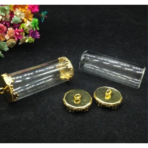 100sets/lot 40*15mm mini tube shape glass bottle with open glass globes jewelry vial pendant handcrafted diy necklace findings