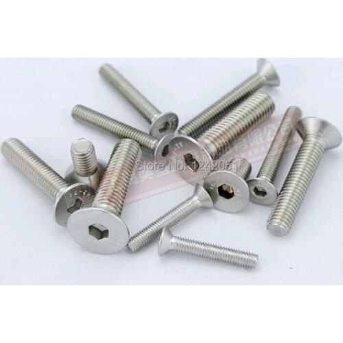100pcs Metric M4*30mm Stainless Steel Flat Countersunk Head Hex Socket Cap Screw Bolt