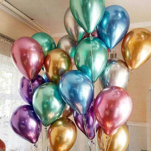 12pcs 12inch Thick gold silver Metallic Balloons Wedding Happy Birthday Latex Metal Chrome Balloons Inflatable Air Helium Balon