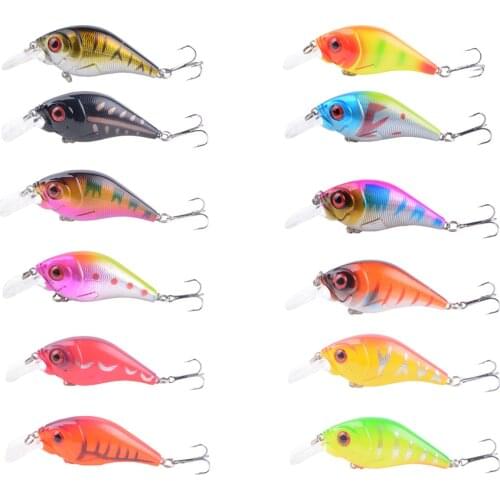 12pcs 7.5cm 12g Artificial Bait Fishing Lures Minnow Crankbaits Bass Baits Wobbler Set Lifelike Fake Fishing bait Tackle 3D Eyes