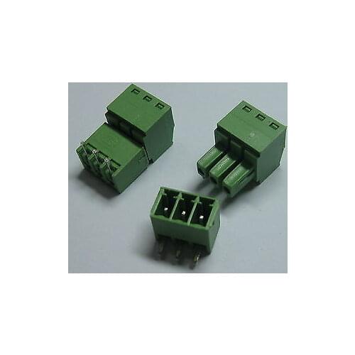 150 pcs Screw Terminal Block Connector 3.5mm Angle 3 pin Green Pluggable Type