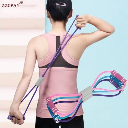 2PCS Rally Yoga Fitness Resistance Band 8 Word Rally Rope Stretch Band Sports Yoga Rope Auxiliary Equipment Home Use Rally Belt