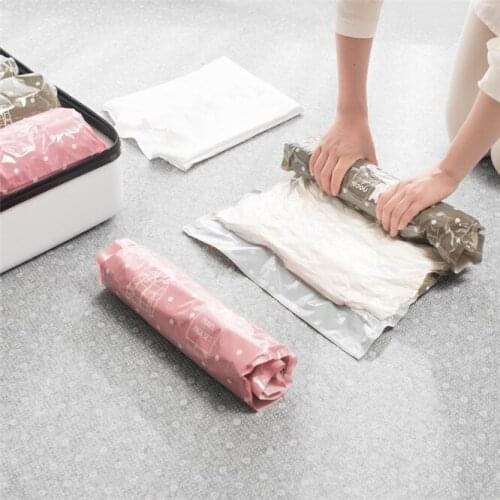 20pcs Portable Clothes Compression Storage Bags Hand Rolling Clothing Vacuum Storage Bag Travel Space Saver Bags for Luggage
