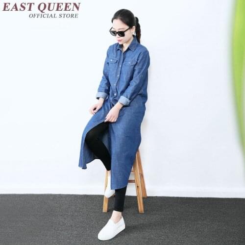 2018 long denim dress denim clothing women dresses boyfriend jeans for women jeans dress new arrivals KK305