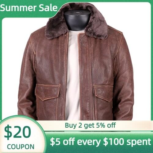 2021 Vintage Brown Military Style A2 LeatherJacket Europe Size Genuine Natural Thick Cowhide Winter Warm Aviation Coat