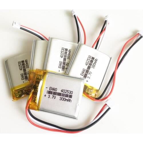 5 PCS 402530 3.7V 300mAh lithium polymer lipo rechargeable battery JST ZH1.5mm 3pin for MP3 GPS bluetooth headset smartwatch