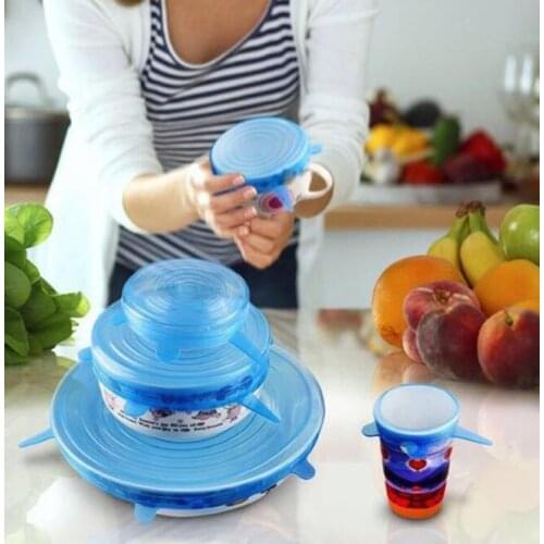 6PCS/SET Silicone Stretch Suction Pot Lids Reusable Fresh Keeping Wrap Universal Seal Lid Pan Cover Stopper CoverKitchen Tools#3