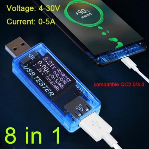 8in1 USB Monitor Detector Tester Capacity Voltage Current power Charge Discharge blue
