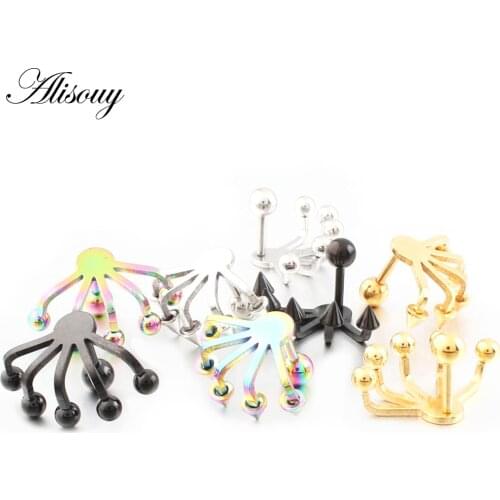 Alisouy 1 Pair Stud earrings Stainless Steel Ear Tragus Spike Paw Design Studs Ear Plug Body Piercing Jewelry For Women Men