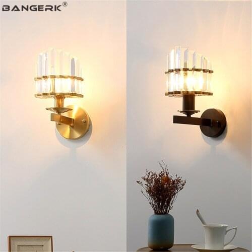 American Luxury Crystal Wall Lamp Loft Decor Wall Light LED Modern Copper Sconce Wall Lights Bedside Home Lighting Luminaire