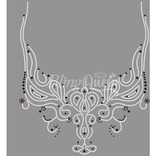BlingQueen 25PCS/LOT Iron On Rhinestone Transfers Neckline Design