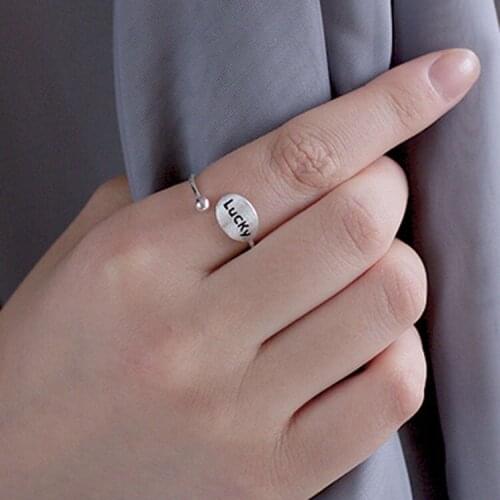 Bohemian Charm Boho LUCKY Letter Rings For Women Lover Wedding Bridal Valentines Gifts Men Open Retro Antique Rings