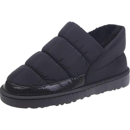 Womens Winter Shoes Waterproof Ankle Boots Warm Short Plush Snow Boots Lightweight Slip On Unisex Boots Plus Size 35-45